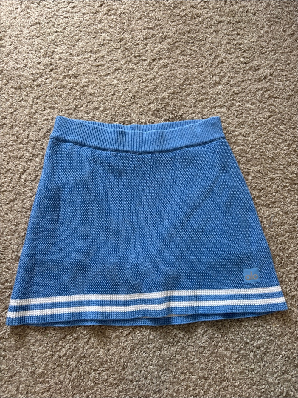 ALO Yoga Tennis Club Sweater Knit Skirt - Crystal Clear Blue/White